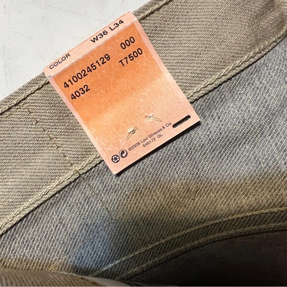 Levi’s 2014 Authentic 501 Jeans STF Button Fly Straight Leg Tan NWT - Picture 10 of 14